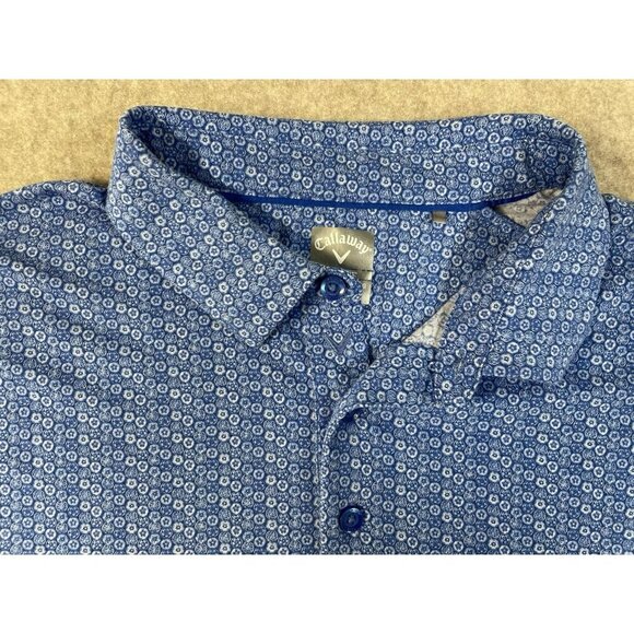 Mens 2X Blue White Callaway Opti-Dri Golf Polo Athletic Short Sleeve Shirt - Picture 4 of 14